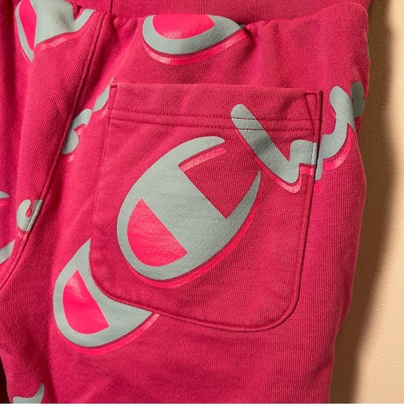 Champion Reverse Weave Sweat Shorts Mens Size S Graphic Logo Pink Fuchsia - Picture 4 of 6